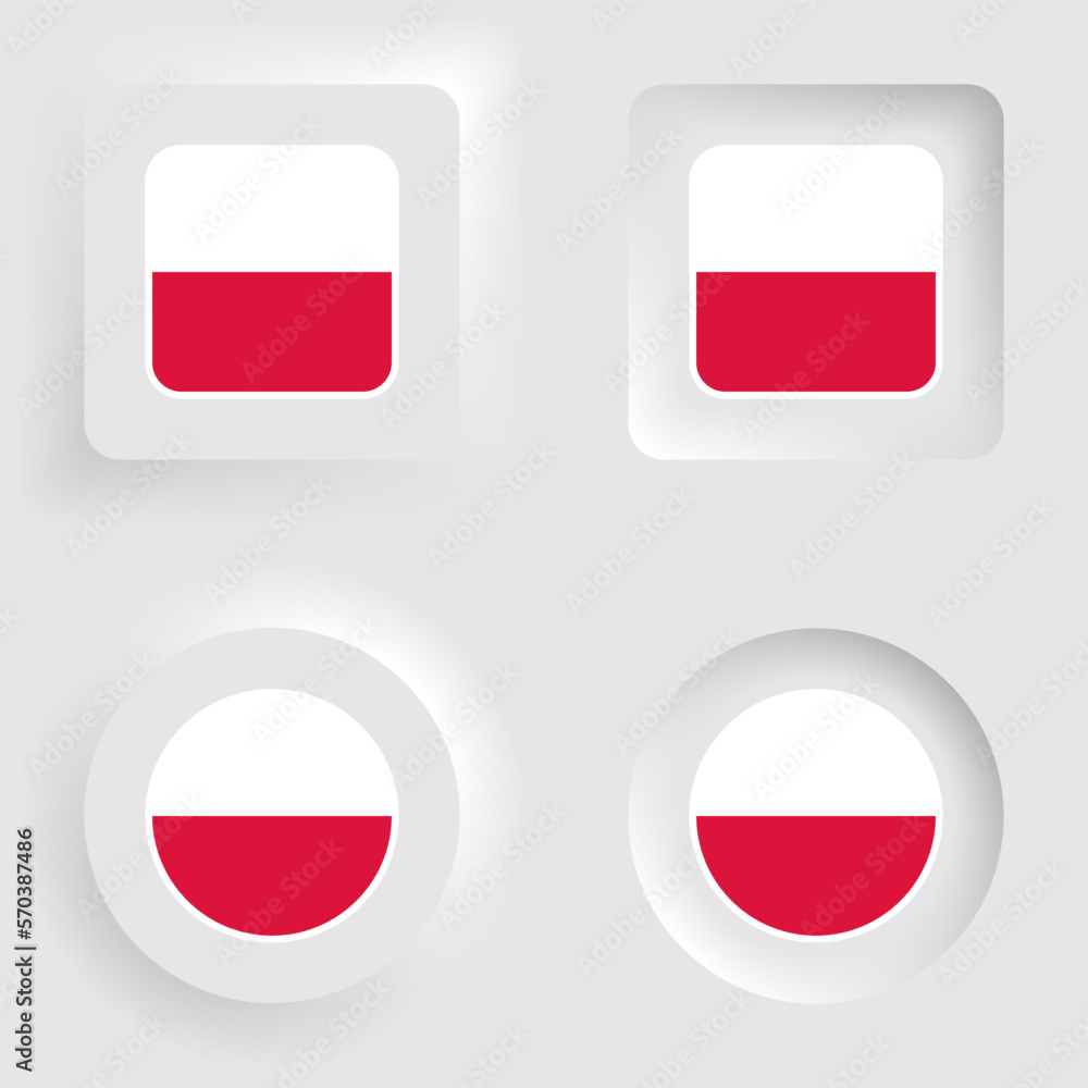 Poland neumorphic graphic and label set. Poland neumorphic graphic and label set.