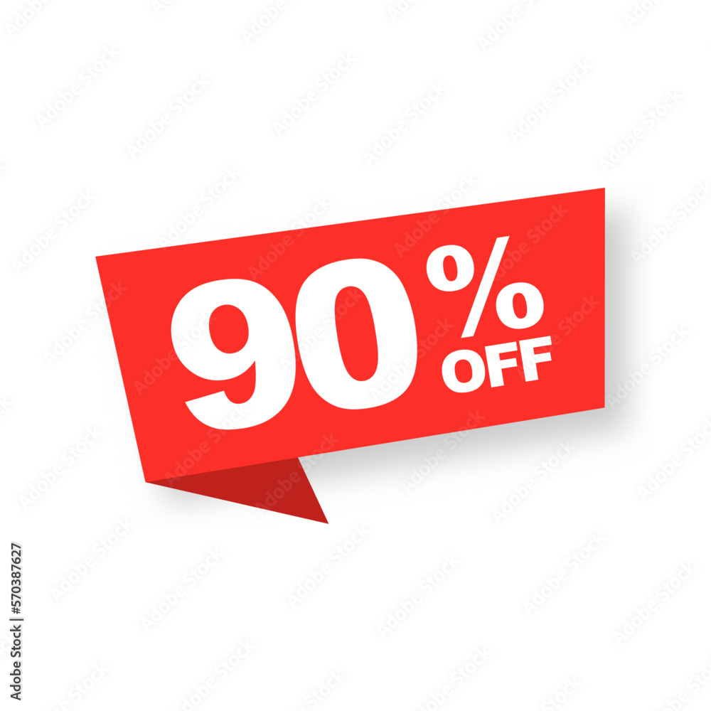 Biggest Sale advertising banner design. Vector Illustration 90 Percent Off Banner. Modern red Web Label Biggest Sale advertising banner design. Vector Illustration 90 Percent Off Banner. Modern red Web Label