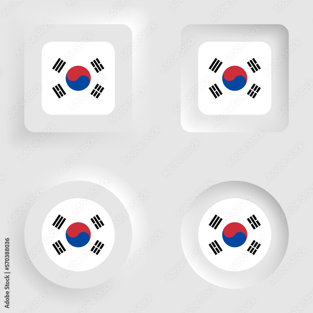 SouthKorea neumorphic graphic and label set. SouthKorea neumorphic graphic and label set.