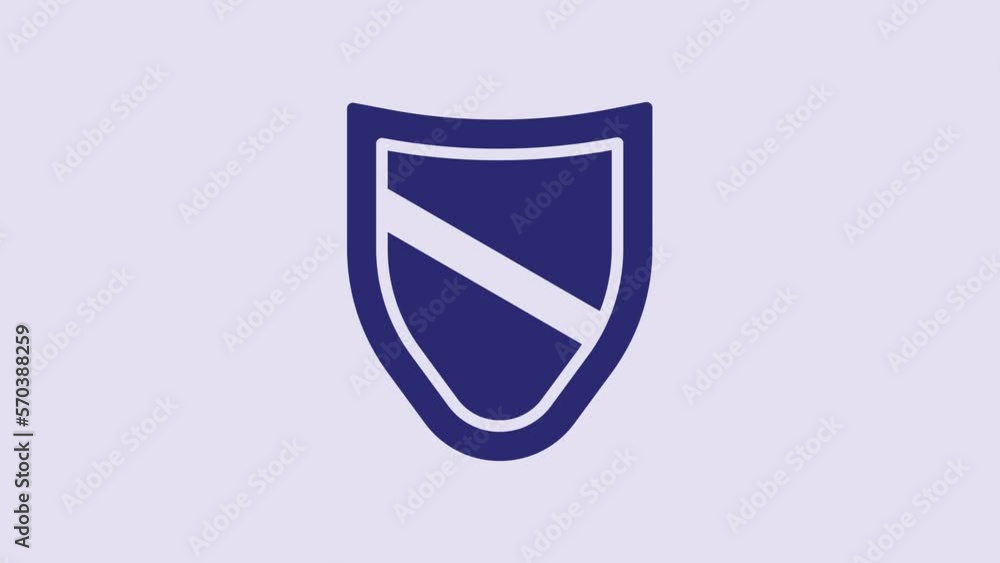 Blue Shield icon isolated on purple background. Guard sign. Security, safety, protection, privacy concept. 4K Video motion graphic animation Blue Shield icon isolated on purple background. Guard sign. Security, safety, protection, privacy concept. 4K Video motion graphic animation
