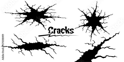 Set of earthquake cracks.  Vector image