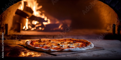Frische leckere Pizza aus dem Steinofen Holzofen, heiß und knusprig, ai generiert