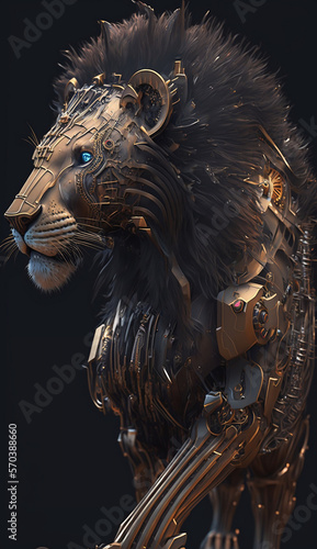lion robot, future, half robot, half animal © Yuriy Maslov