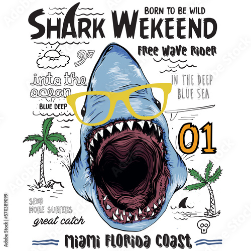 shark illustration for print