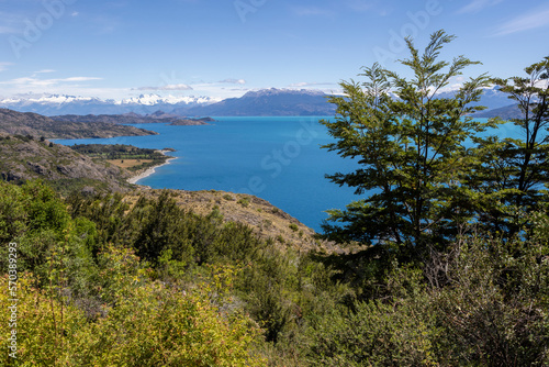 View over the beautiful Lago General Carrera in southern Chile 