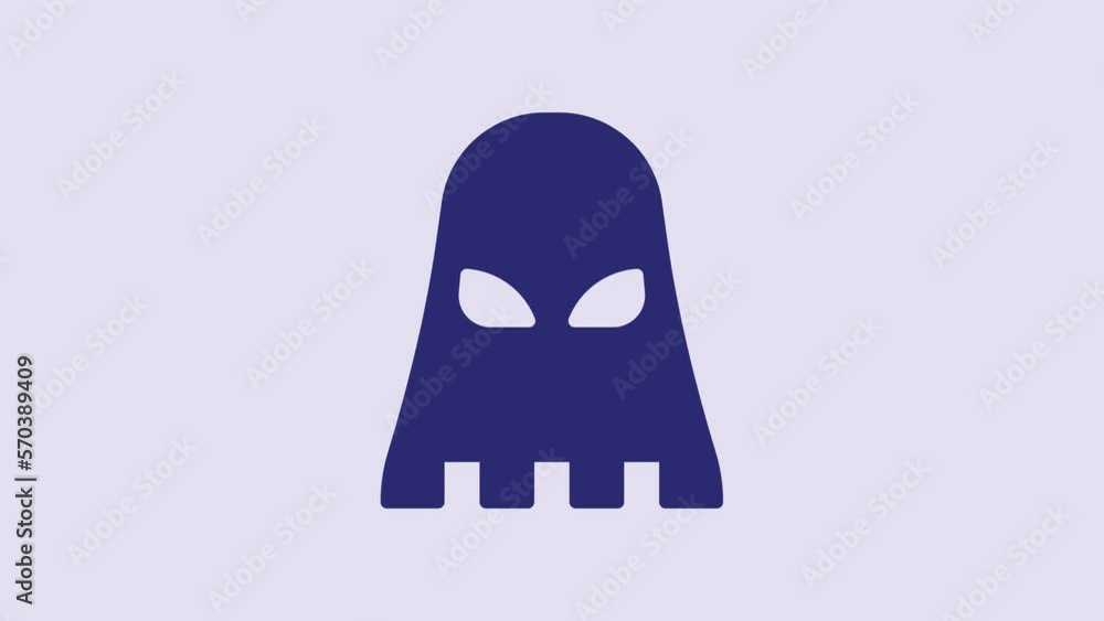 Blue Executioner mask icon isolated on purple background. Hangman, torturer, executor, tormentor, butcher, headsman icon. 4K Video motion graphic animation Blue Executioner mask icon isolated on purple background. Hangman, torturer, executor, tormentor, butcher, headsman icon. 4K Video motion graphic animation