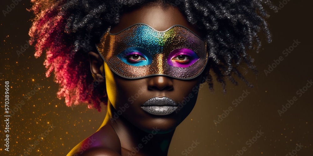 Junge hübsche Afroamerikanische Frau im Portrait als Model im Fotostudio für Kosmetik Aufnahmen, ai generativ