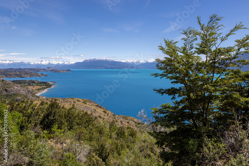 View over the beautiful Lago General Carrera in southern Chile 