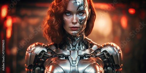 Portrait of a female cyborg. generative AI