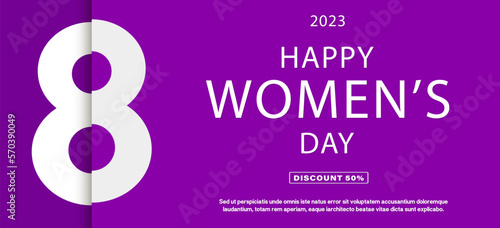 International Women's day banner.  March 8. Greeting card, flyer or brochure template. Vector illustration.