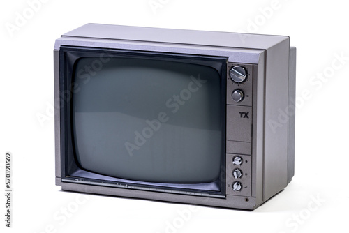 old vintage television isolated on white background 