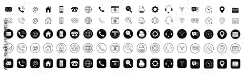 Contact icon set. Thin line Contact icons set. Contact symbols - Phone, mail, fax, info, e-mail, support. vector