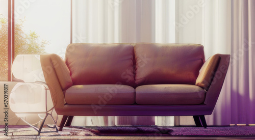 Interior design of modern living room, beige sofa modern lamp.