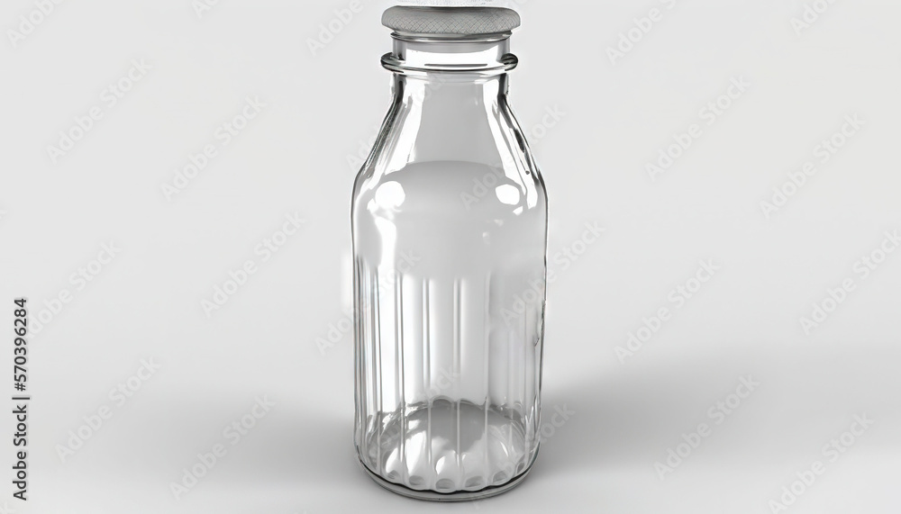 a glass bottle with a metal cap on a white background with a reflection of the bottle in the bottom of the bottle and the bottom of the bottle. generative ai a glass bottle with a metal cap on a white background with a reflection of the bottle in the bottom of the bottle and the bottom of the bottle. generative ai