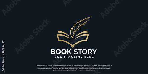 Book story logo design with simple concept Premium Vector Part 1