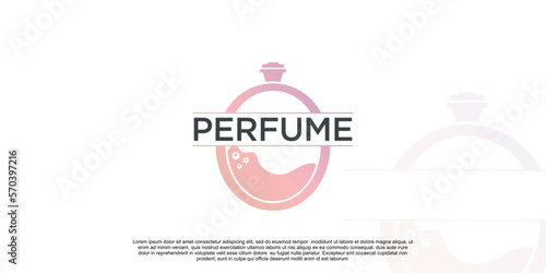 Perfume logo design with creative concept Premium Vector
