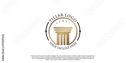 Pillar logo design unique concept Premium Vector