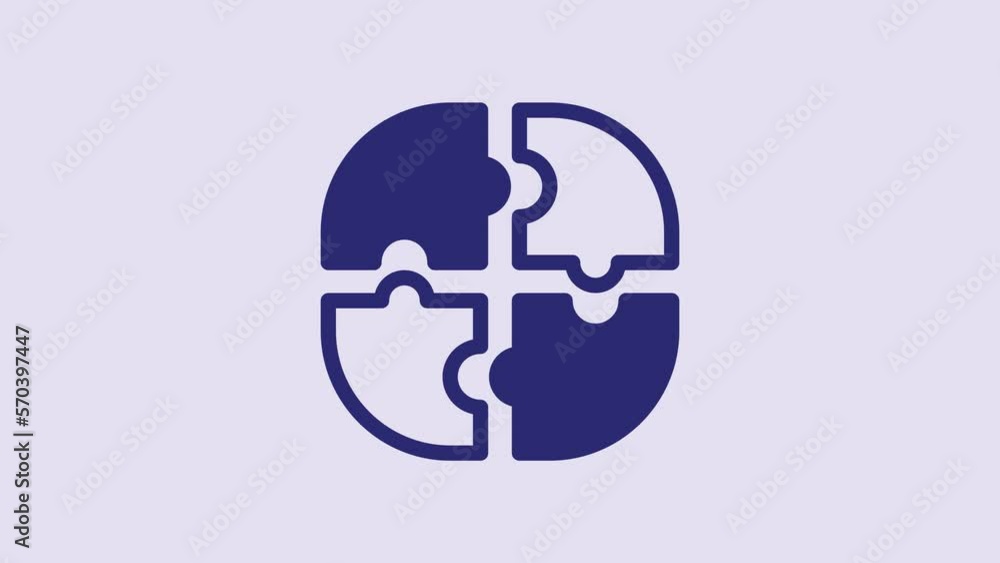Blue Piece of puzzle icon isolated on purple background. Business, marketing, finance, template, layout, infographics, internet concept. 4K Video motion graphic animation Blue Piece of puzzle icon isolated on purple background. Business, marketing, finance, template, layout, infographics, internet concept. 4K Video motion graphic animation