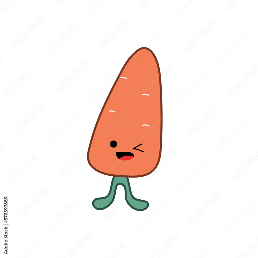 Kawaii cute carrot character - isolated Kawaii cute carrot character - isolated