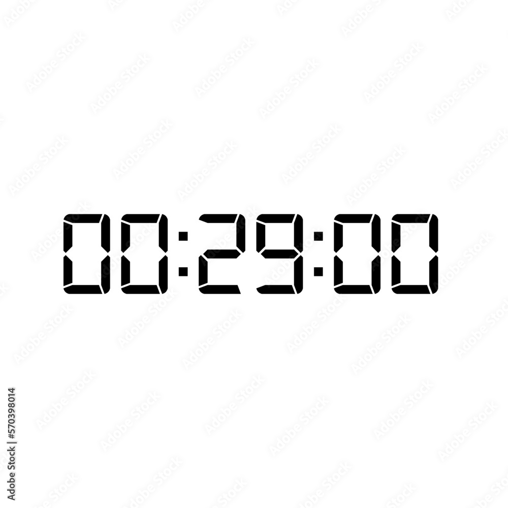 Digital clock number set. Electronic figures. Vector illustration. Digital clock number set. Electronic figures. Vector illustration.