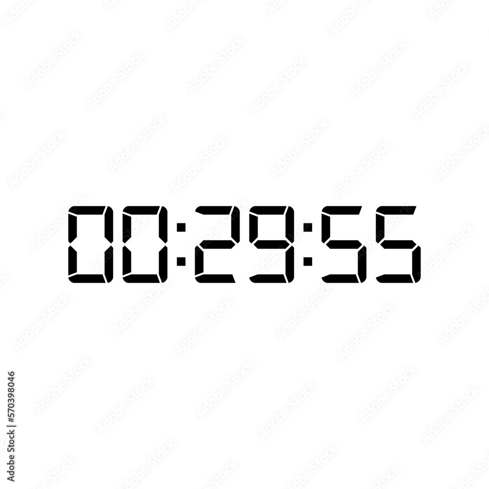 Digital clock number set. Electronic figures. Vector illustration. Digital clock number set. Electronic figures. Vector illustration.