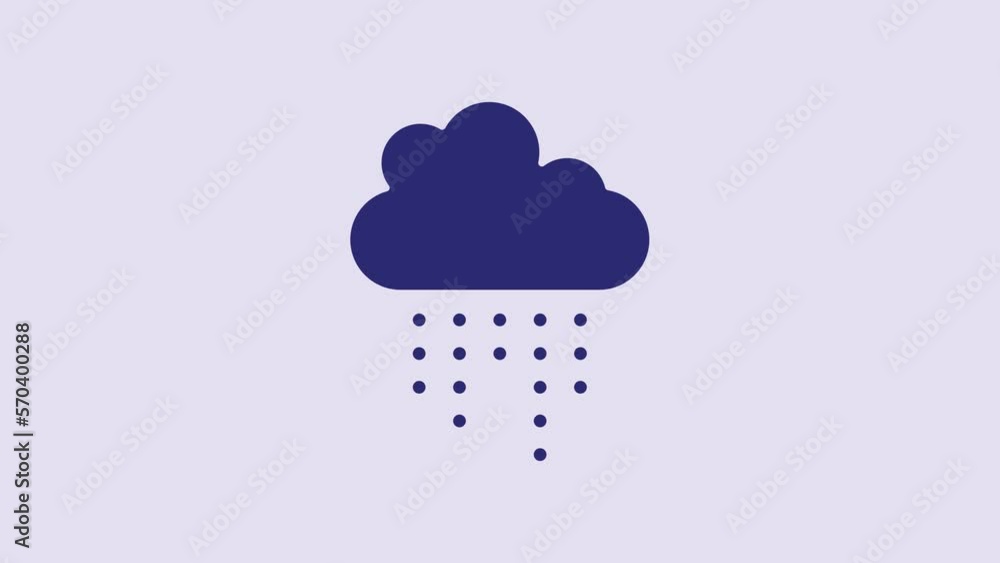Blue Cloud with rain icon isolated on purple background. Rain cloud precipitation with rain drops. 4K Video motion graphic animation Blue Cloud with rain icon isolated on purple background. Rain cloud precipitation with rain drops. 4K Video motion graphic animation