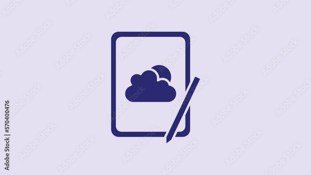 Blue Weather forecast icon isolated on purple background. 4K Video motion graphic animation Blue Weather forecast icon isolated on purple background. 4K Video motion graphic animation