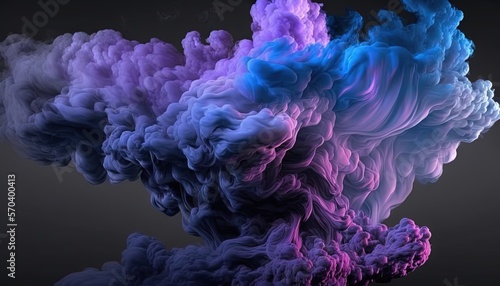  colorful smoke is floating in the air on a black background with a black background and a black background with a blue and purple smoke cloud. generative ai