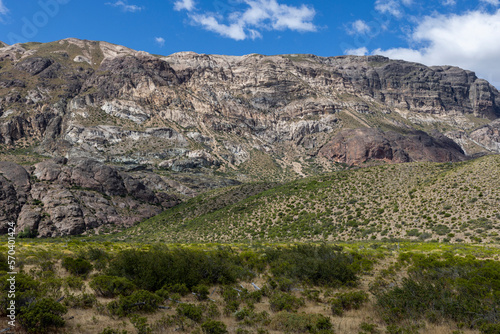 Beautiful mountain landscape of Quebrada El Diablo in Chile, Traveling on the Carretera Austral 