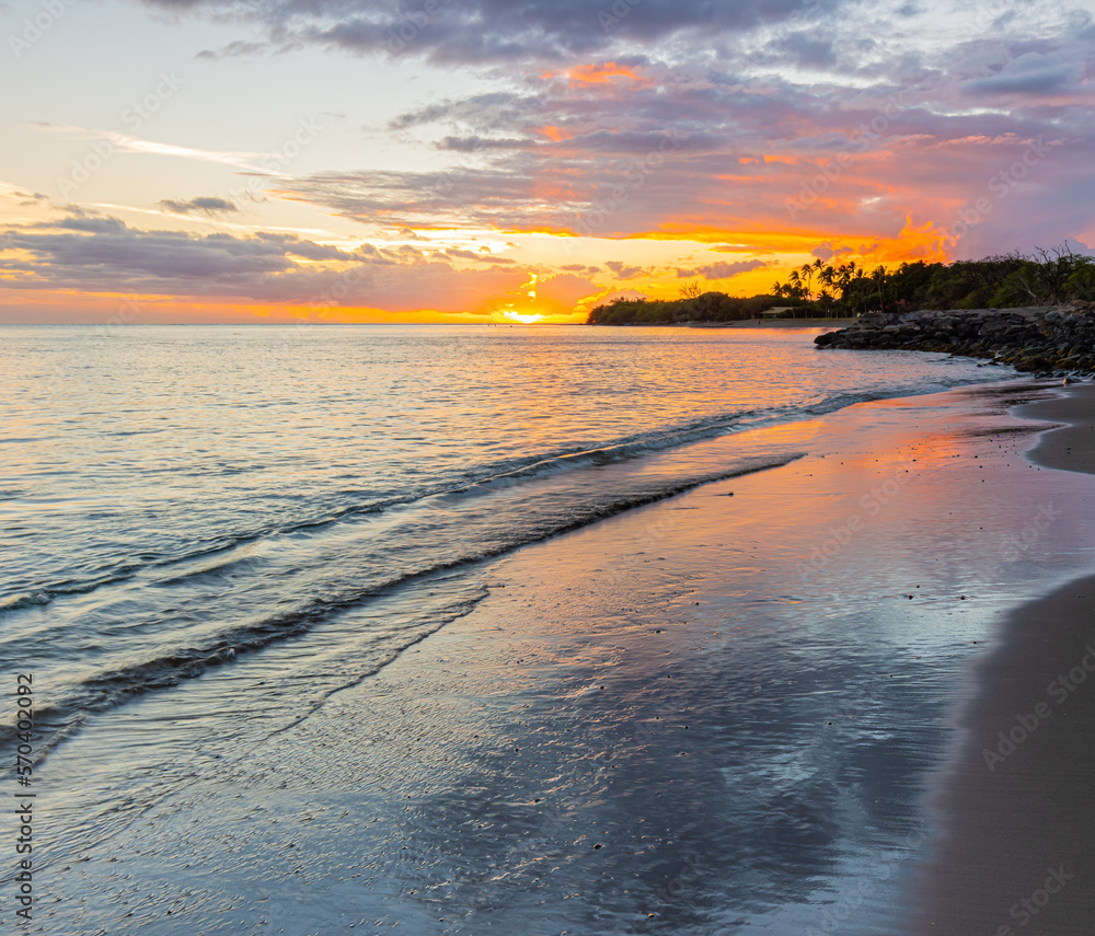 Sunset Reflection on Olowalu Beach, Olowalu Village, Maui, Hawaii, USA