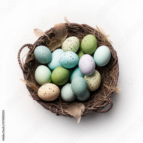 Cute Easter Eggs Isolated. Illustration Generative AI