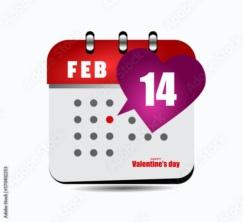 Beautiful Valentine's Day Paper Puple Calendar, February 14, 2023 