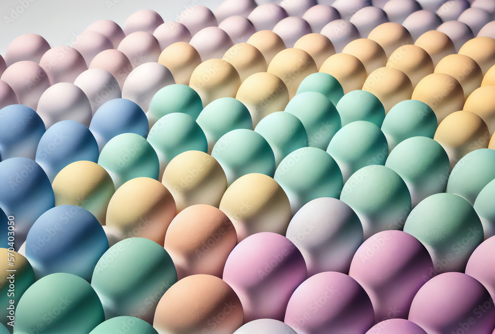 pastel colored easter eggs arranged neatly in rows, generative ai pastel colored easter eggs arranged neatly in rows, generative ai