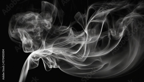  a black and white photo of smoke on a black background with a black background and white smoke swirling around the top of the image and bottom part of the image. generative ai