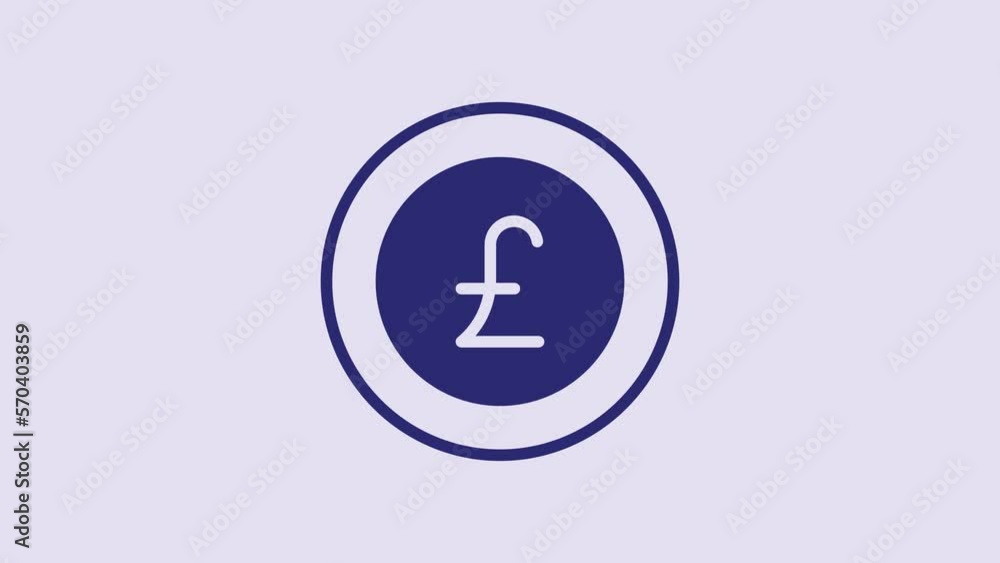 Blue Coin money with pound sterling symbol icon isolated on purple background. Banking currency sign. Cash symbol. 4K Video motion graphic animation Blue Coin money with pound sterling symbol icon isolated on purple background. Banking currency sign. Cash symbol. 4K Video motion graphic animation