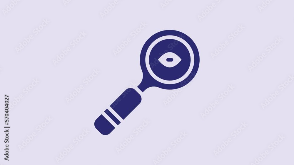 Blue Magnifying glass icon isolated on purple background. Search, focus, zoom, business symbol. 4K Video motion graphic animation Blue Magnifying glass icon isolated on purple background. Search, focus, zoom, business symbol. 4K Video motion graphic animation