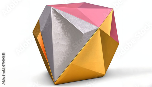  a 3d rendering of a pink and yellow object with a white background and a white rectangle with a yellow rectangle in the center. generative ai