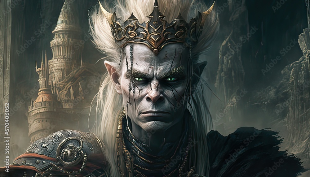 Goblin king expands empire through conquests. Illustration fantasy by