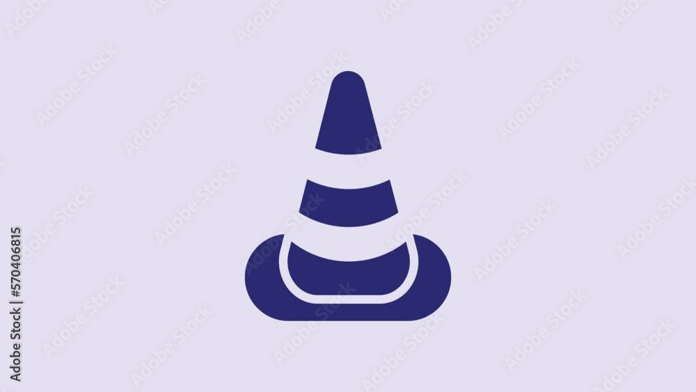 Blue Traffic cone icon isolated on purple background. 4K Video motion graphic animation Blue Traffic cone icon isolated on purple background. 4K Video motion graphic animation