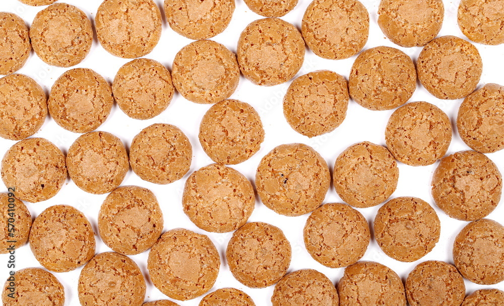 Sweet cookies with apricots isolated on white, texture, top view Sweet cookies with apricots isolated on white, texture, top view