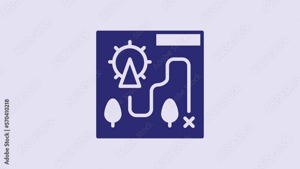 Blue Amusement park map icon isolated on purple background. Entertainment in vacation. 4K Video motion graphic animation Blue Amusement park map icon isolated on purple background. Entertainment in vacation. 4K Video motion graphic animation