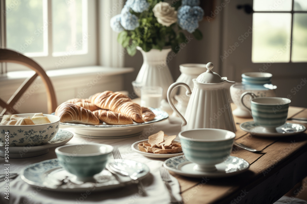 Breakfast morning background. Illustration Generative AI Breakfast morning background. Illustration Generative AI