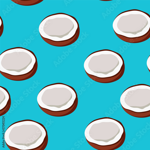 seamless pattern of stylized half of a coconut in vector. 