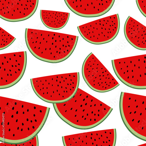 seamless pattern of slices of watermelon in flat style in vector. 