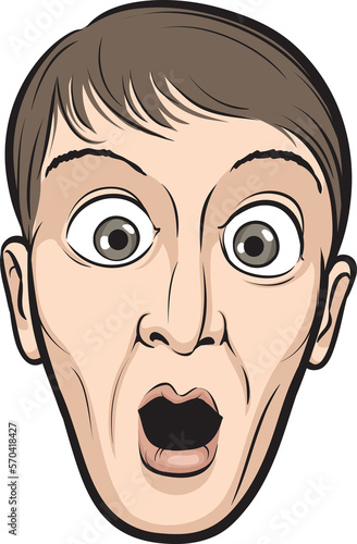 surprised young man face isolated head - PNG image with transparent background