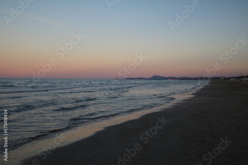 Dusk at beach of Senigallia at the Adriatic Sea  Ancona Italy