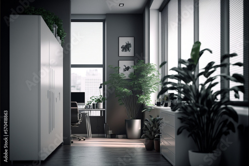Home Office, Hallway | Interior Background, 3d Render, Generative AI