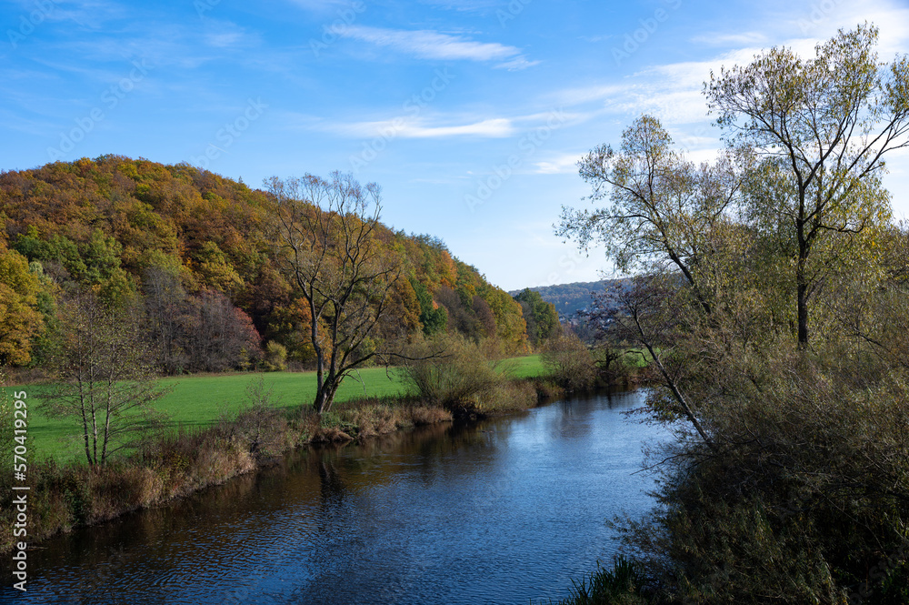 River landscape - The river Eder in a green landscape