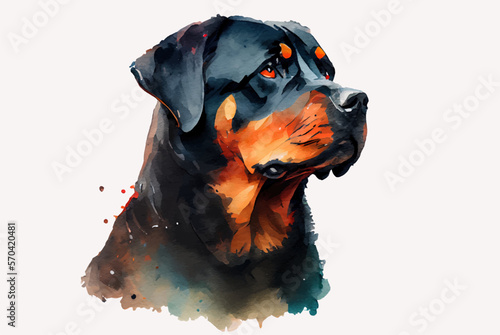 Rottweiler. Watercolor transparent background