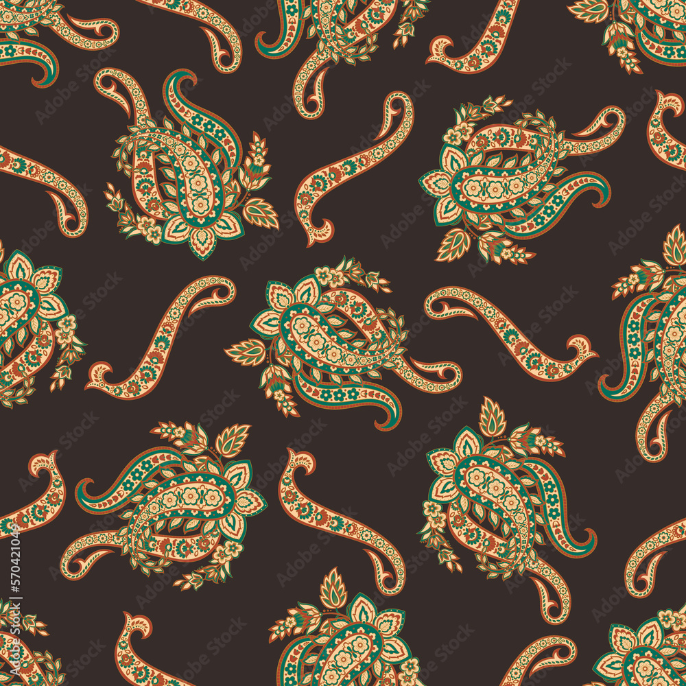 Paisley Floral Oriental Ethnic Pattern Vector Seamless Ornamental